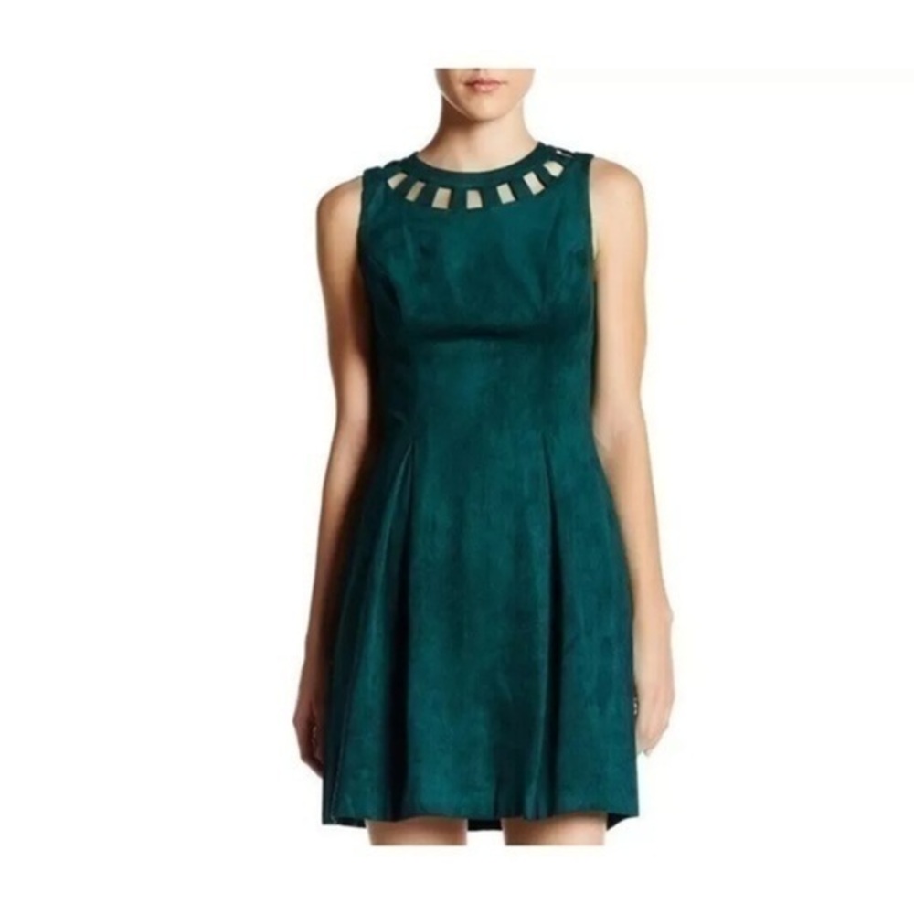 NWT Eliza J Pine Faux Suede Cutout Neck A-Line Dress Size 2
